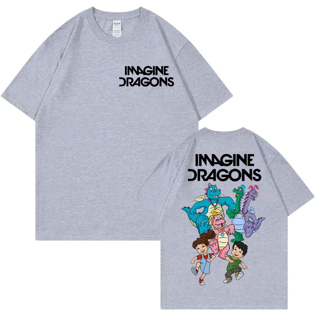 Limited Imagine Dragons Rock Band Cartoon Tshirt Loom World Tour Merch T Shirts Unisex Women High Quality Fashion Top Streetwear