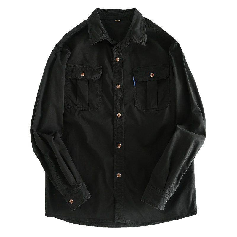 Leak-Picking Good Goods Foreign Trade Export Orders Cargo Long sleeve Shirts Men's Spring and Autumn Loose Casual Solid Top Outerwear