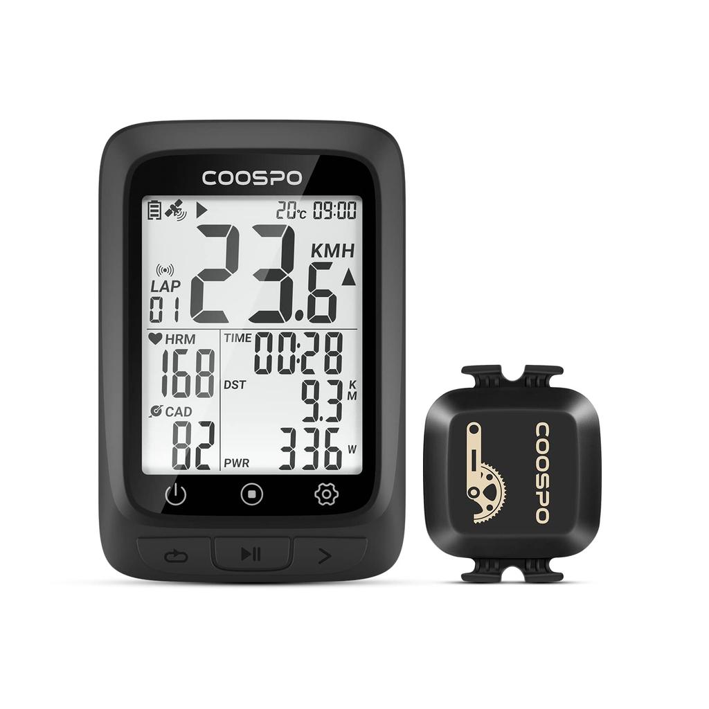 COOSPO BC107 Cycle Computer with Wireless Bicycle Bluetooth and Sensors for Bicycles and Road Bikes GPS, Speedometer, 5.0 & ANT+ Compatible,