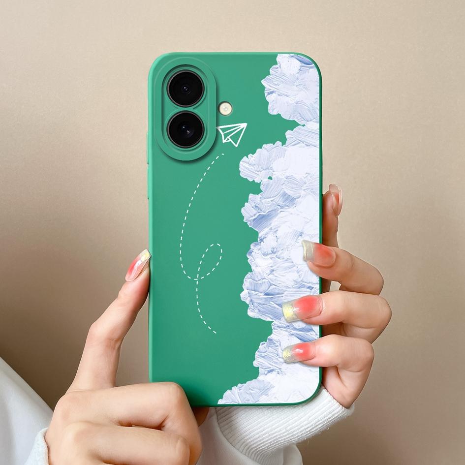 Для Apple iPhone 16 Plus 16pro 16promax новый чехол симпатичный цветочный узор облаков мягкий тонкий жидкий силикон высокое качество ударопрочный чехол для iPhone чехол Capas