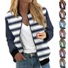 Женская модная повседневная полосатая куртка с принтом в стиле пэчворк на молнии с карманами
