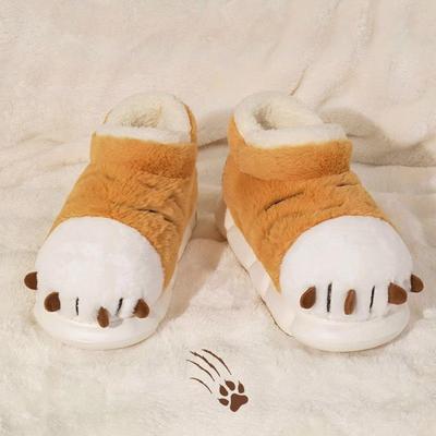 Модные новые очаровательные тапочки в виде тигриной лапы, мужские зимние пушистые ботильоны, домашние/уличные слипоны, мужские теплые ботильоны-тапочки, животный коготь