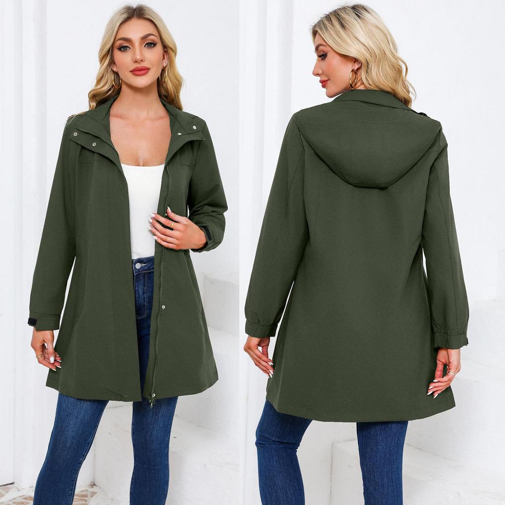 Женские тренчи, пальто, длинные рукава, съемные куртки с капюшоном, ветровка с защитой от брызг, осенне-весенняя тонкая верхняя одежда