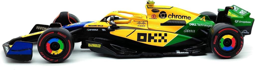 Bburago 2024 Модель F1 McLaren MCL38 Senna Memorial Color Lando Norris Race Sports Car Mini Car Diecast Car Complete Product Senna 1/43 #4 18-38214