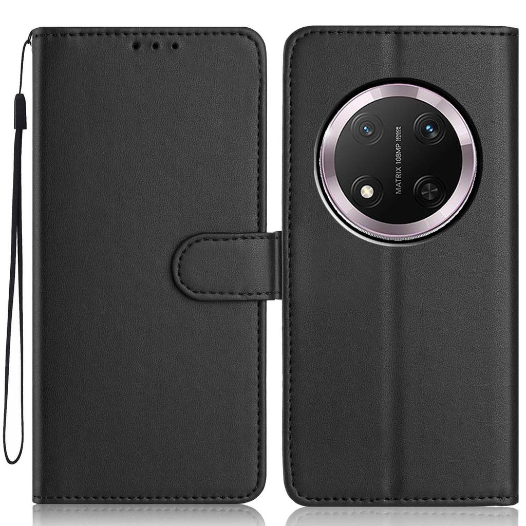 For Honor X9c 5G/Magic7 Lite 5G Wallet Case with Strap/Multiple Card Slots Solid Color Leather Stand Phone Cover