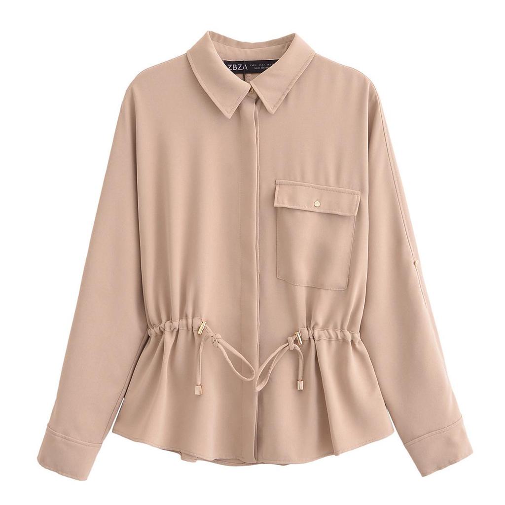 2025 Весна Женская Креповая Свободная Рубашка и Повседневные Длинные Брюки - Евро-Американский Стиль