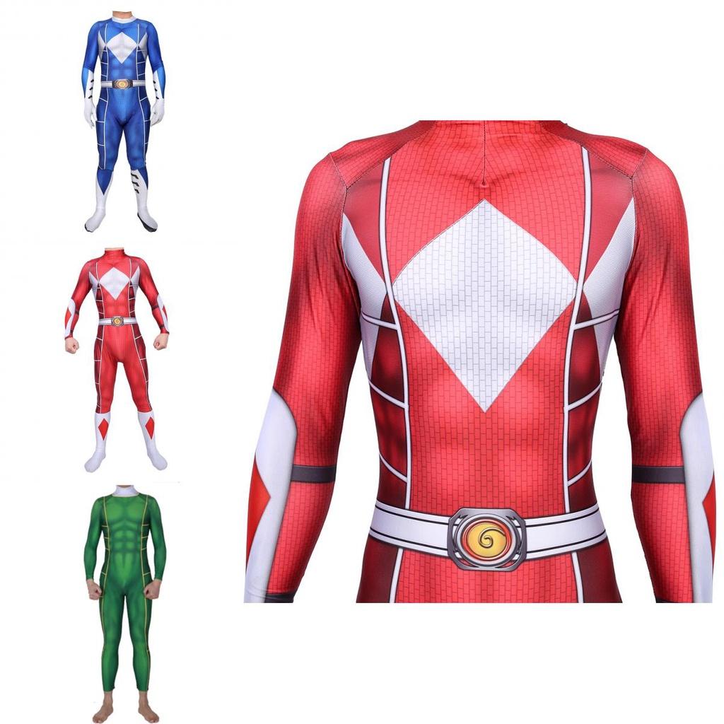 Vibrant Power Rangers Bodysuit Spandex Cosplay Costume For Unisex Kids And Adults