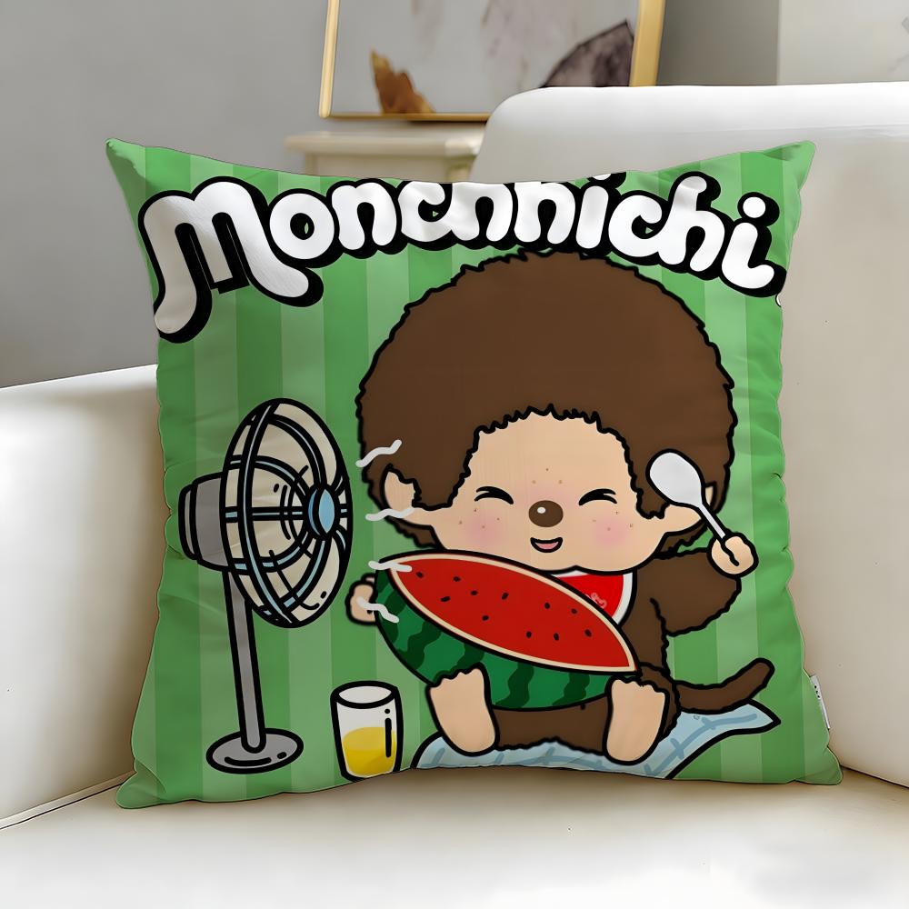 classic toy brand Monchhichi Cushion Cover Soft EasyWash Pillow Case Versatile for Couch Bed Travel and Office