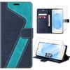 Protective Case - BOOLING - for Samsung Galaxy S25 - Flip Case Synthetic Leather Blue - 2 Tempered Glasses - Shockproof