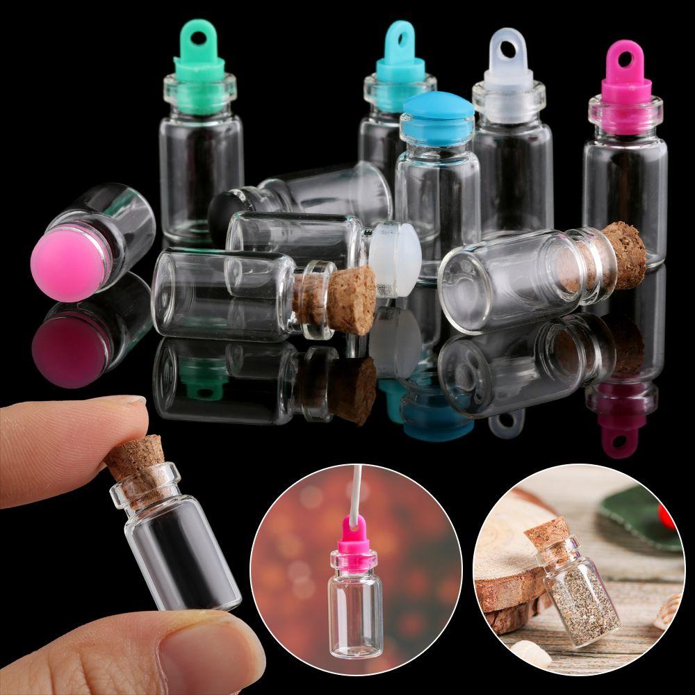 5/10pcs Small Drift Bottle Glass Jars Decoration DIY Containers Mini Message Vials Ornament Cork Stopper Rainbow Wishing Bottle
