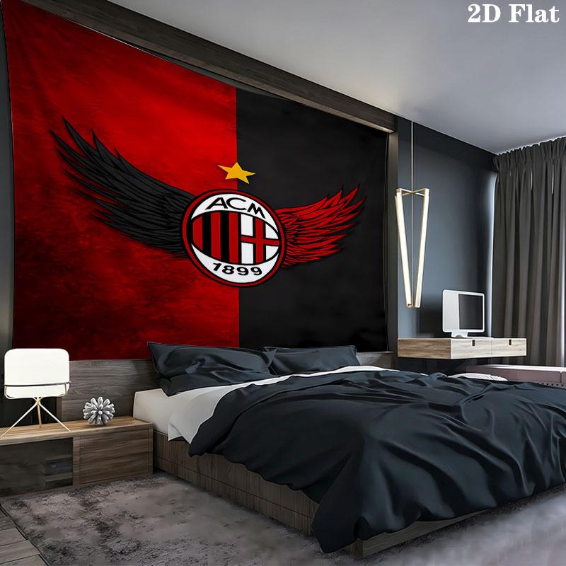 AC Milan Wall Tapestry Aesthetic Wall Hanging Printed Fabric Blanket Decorative Tapestries for Bedroom Living Room Home Decor