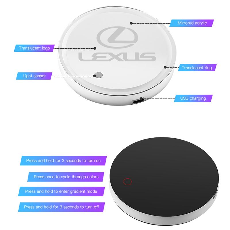 2PCS Led Car Badge Emblem Drink Cup Holder Logo Light USB Charging Luminous Coaster For Lexus F LS Auto Decoration Accessories