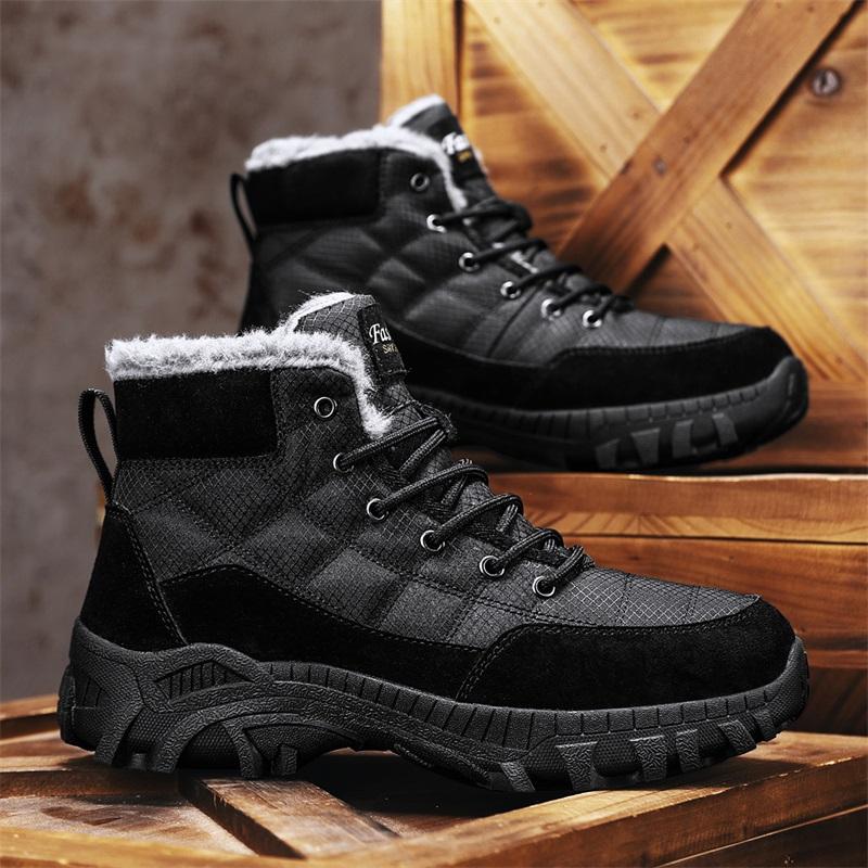 Men's Snow Boots New Winter Style Plus Velvet To Keep Warm and Trendy High-top Outdoor Hiking Thick Cotton Shoes Platform Boots