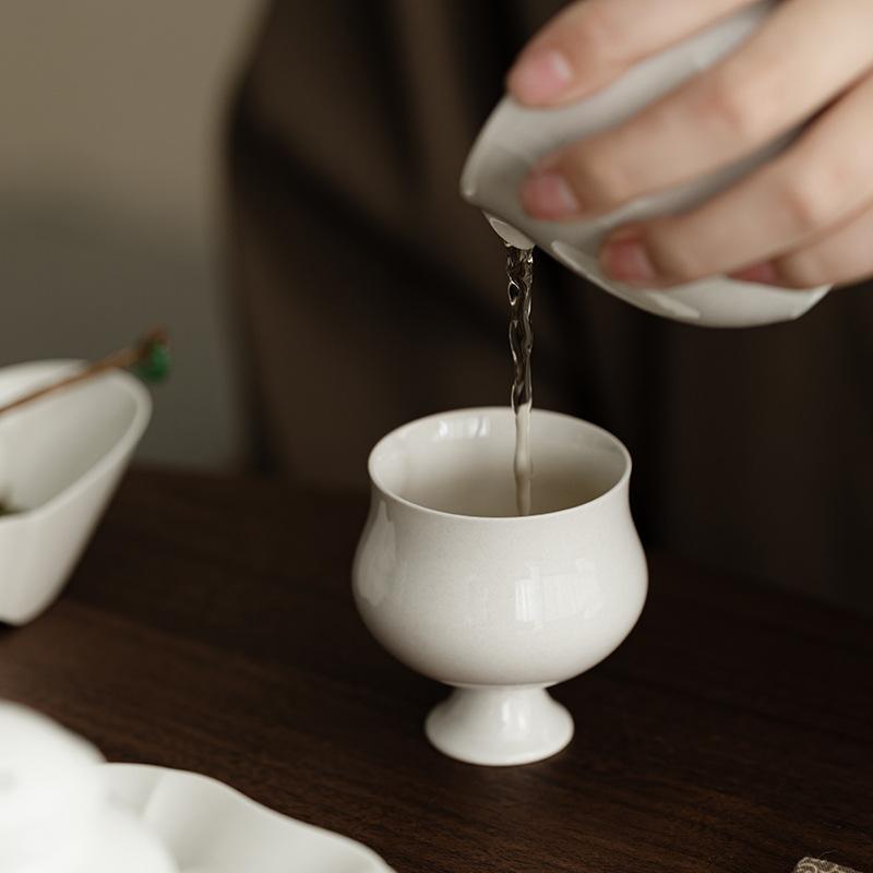 Plant Ash Clay Buddha's Hand Tea Cup High-footed Host Cup Song Dynasty Style Gongfu Tea Set Home Office