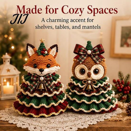 Handmade Birthday Gift Ideas Animal Xmas Tree Crochet Kit, Christmas DIY Cute Ornaments Highland Cow Forest Craft Kit for Beginners, Holiday