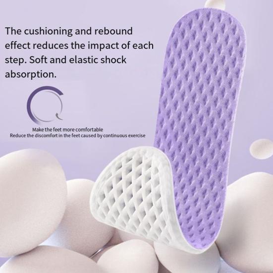Summer Mesh Insoles Shock Absorption Breathable Shoe Inserts Flexible Cool Running Shoe Insoles for Men Women Sports Travel Work
