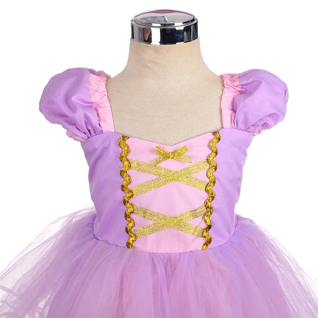 Princess Rapunzel Costume Birthday Fancy Party Kids Girls Dress Up Accessories Included Size Years Light Purple [Dressy Daisy] 6-7