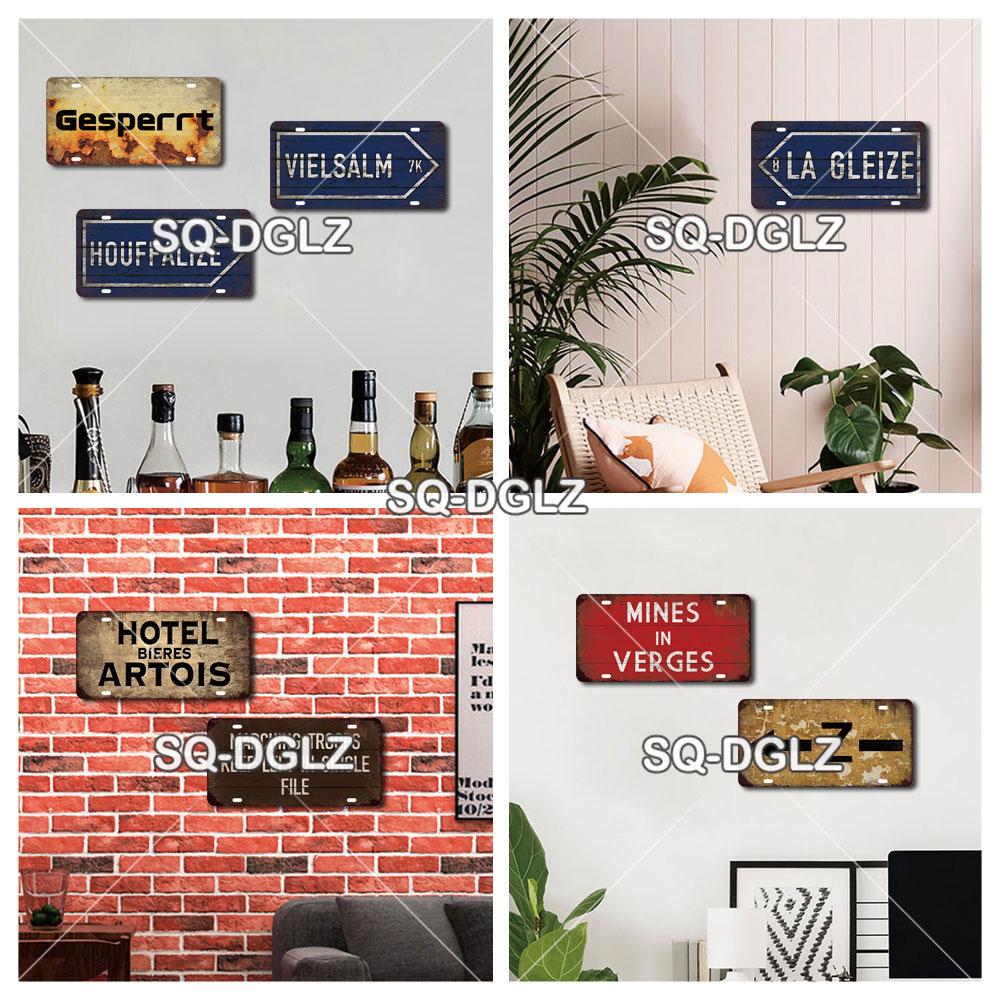 SQ-DGLZ Minen German Road License Plate Warning Tin Sign State Wall Decoration Metal Sign Home Decor Painting Plaques Art Poster