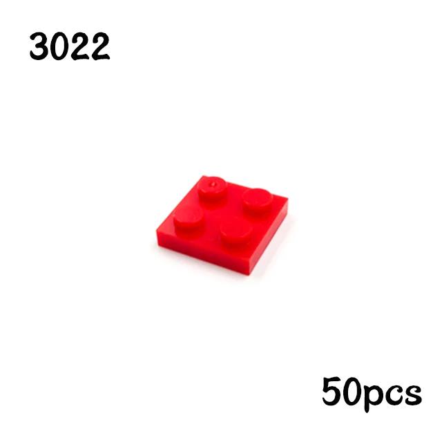 50 ШТ. Детали MOC 3022 Тонкая пластина 2x2 точки Строительные блоки 2*2 Фигурки Кирпичики DIY Образовательная креативная игрушка для детей