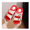 New Two-tone Double Buckle Strap Women Slides Non-slip Thick EVA Platform Casual Indoor Outdoor Slippers