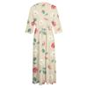 Women's Fashion Vintage Floral Print Lapel Button Three Quarter Sleeves Strappy Dress
