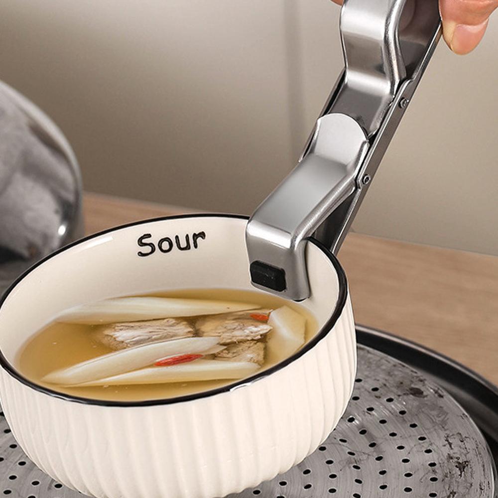 Anti-scald Gripper Clip Hot Dish Non-slip Plate Bowl Clip Retriever Tongs Silicone Handle Bowl Dishes Anti-scald Kitchen Tool