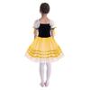 Girls Puff Sleeve Layered Tutu Dress Lace Trim Velvet Bodice Lace Up Back Ballet Costume
