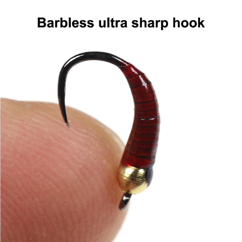 Bimoo, 6 шт., размер 12, 14, 16, крючок без бородки, латунная бусина, голова павлина, перо нимфы, пердигона, рыболовные мухи, приманка для рыбалки на форель, приманка