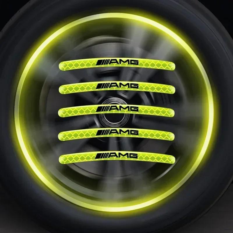 RAT2 Car Motorcycle Wheel High Reflective Warning Decals Tyre Rim Reflector Sticker for Mercedes Benz AMG A B C E G W212 W213 W214