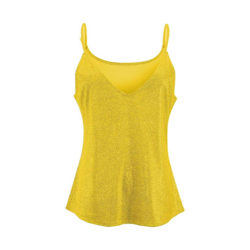 Women Plus Size Pure Sequins V Collar Sleeveless Glitter Vest Blouse Easy Top Shirt Fashion Sports Girl Blouse Tank Tops