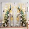 2pcs Splendid Peacock Printed Curtain for Home Decor - Rod Pocket Window Treatment for Bedroom, Office, Kitchen, Living Room