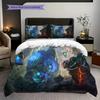 Epic Fantasy Adventure Bedding (1 * duvet cover + 2 * pillowcase, without core) 2D Flat Christmas birthday gift Bedding set Duvet cover and pillowcase