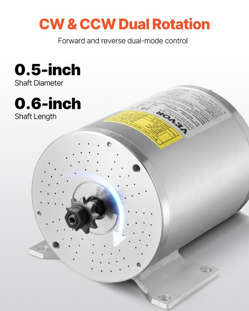 1800W 48VElectric Brushless DC Motor Kit with Upgraded Speed Controller