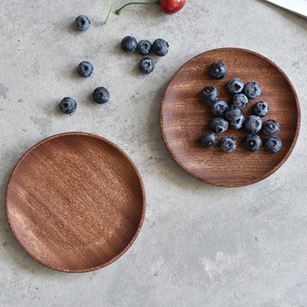 Круглая столовая посуда Деревянный поднос Бытовая посуда для сухофруктов Поднос для сервировки Деревянная тарелка Тарелка для закусок