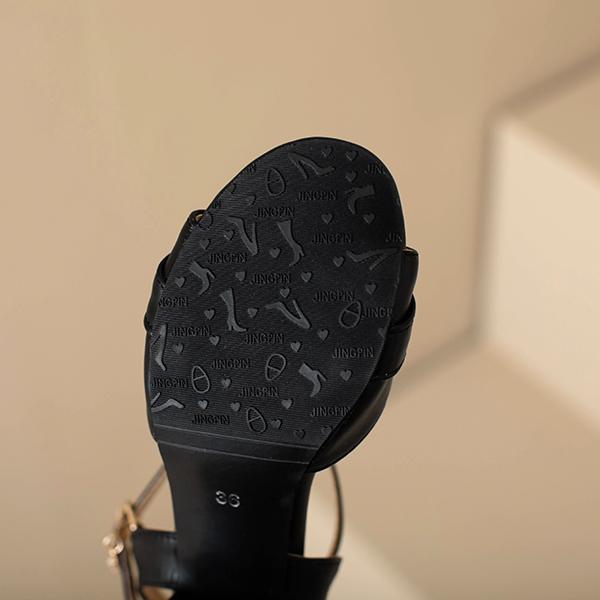 Бежево-черные женские босоножки на среднем каблуке, маленький, большой размер 31 52