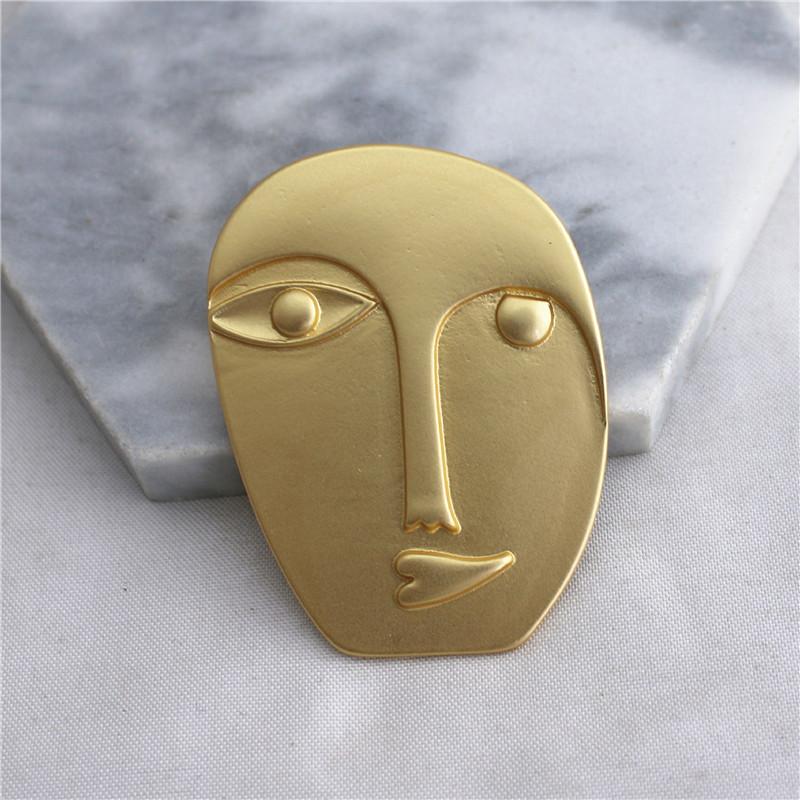 Новая абстрактная матовая золотая брошь для лица, винтажная булавка для пальто, аксессуары для костюма, женские и мужские украшения