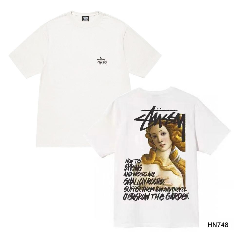 Stussy Летняя новая футболка из высококачественного хлопка с круглым вырезом для мужчин и женщин 2025 года, классический логотип с новым рисунком, парная футболка