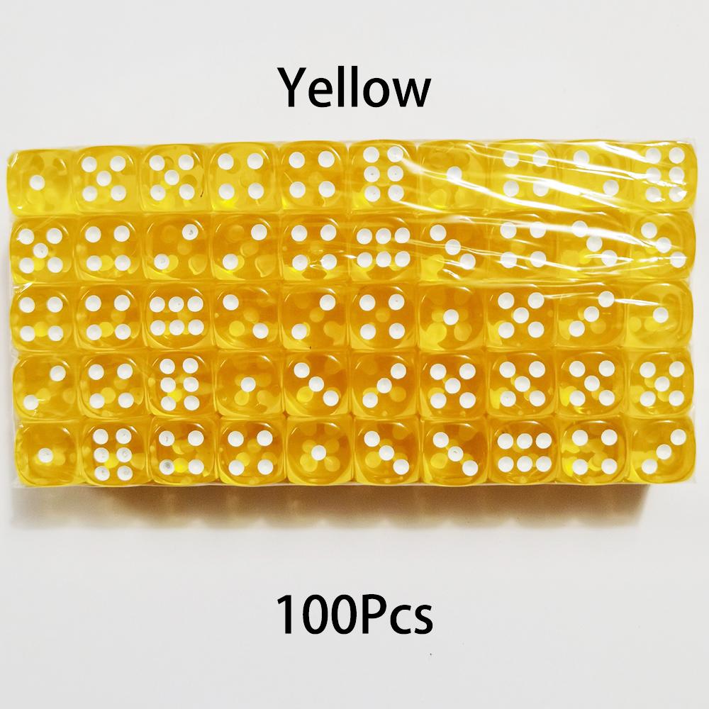 100Pcs/Set 6 Sided Dice 14Mm D6 16 Transparent Optional Color Acrylic Rounded Edges Dice For Table Board Games Party Dnd