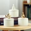 Golden White Ceramic Storage Box Creative Tea Storage Tank Moisture-proof Storage Tank Modern Home Decoration Craft Ornaments