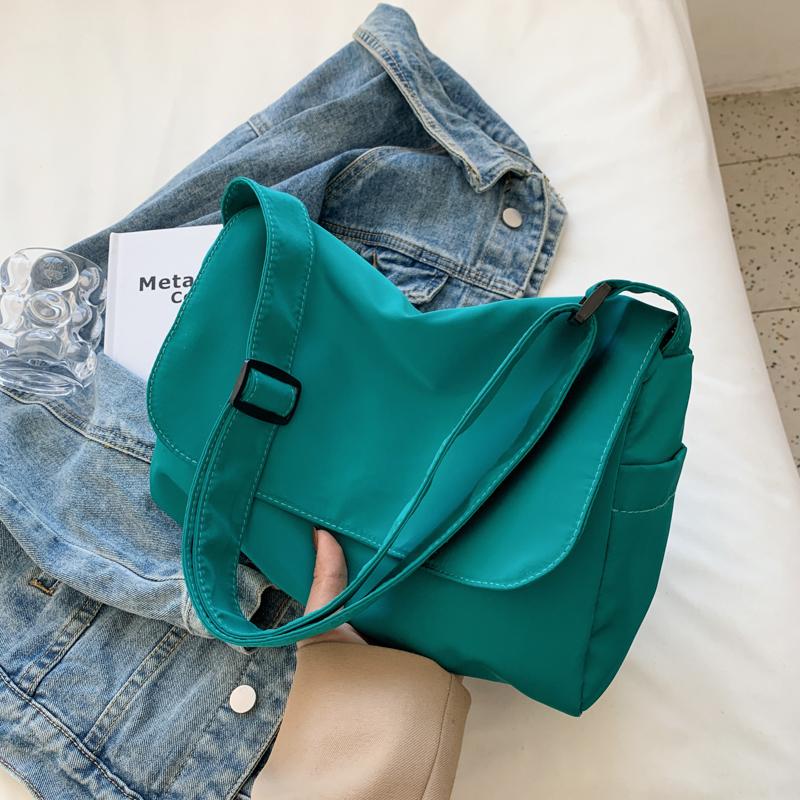 Холщовые сумки через плечо, молодежная мода, повседневная, большая вместимость, женская сумка через плечо, однотонные женские дорожные сумки-мессенджеры