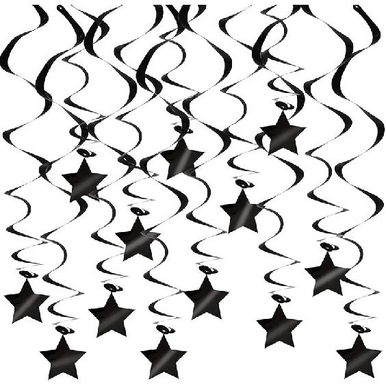 BEISHIDA Silver Star Hanging Swirl Decorations,Hanging Silver Party Supplies for Graduation Wedding Baby Shower Decorations, Pack of 15