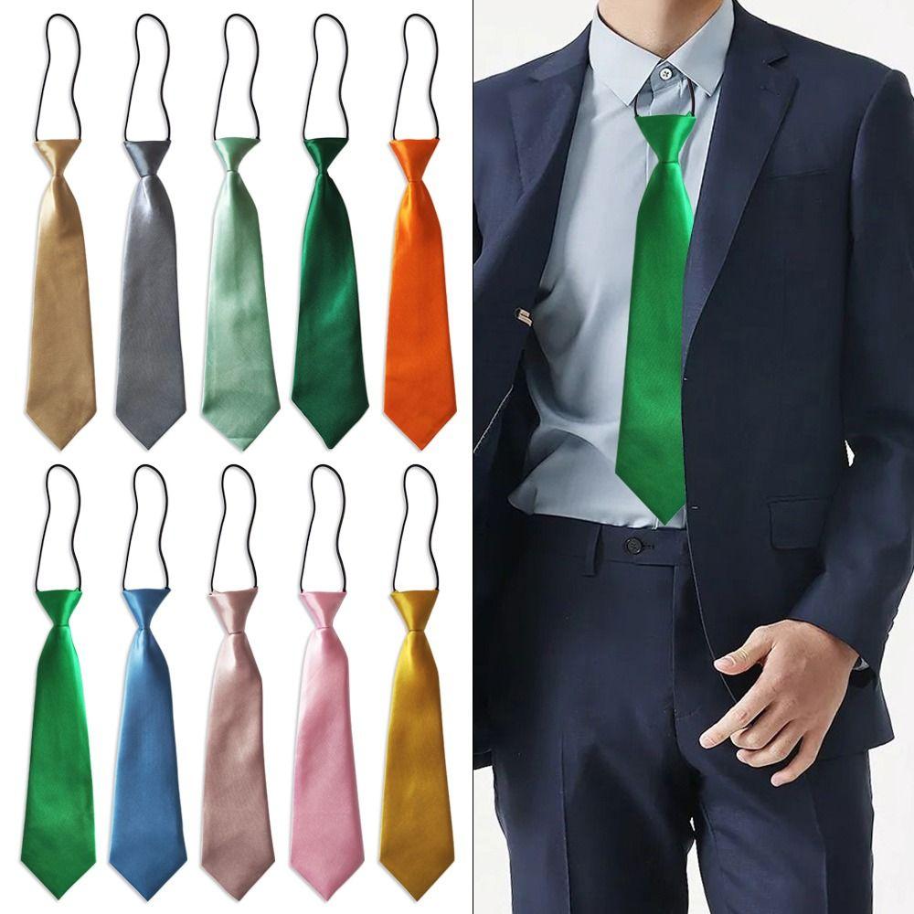 Short Style Cute Decoration Solid Color No Small Tie School Kids Tie Wedding Elastic Neck Tie