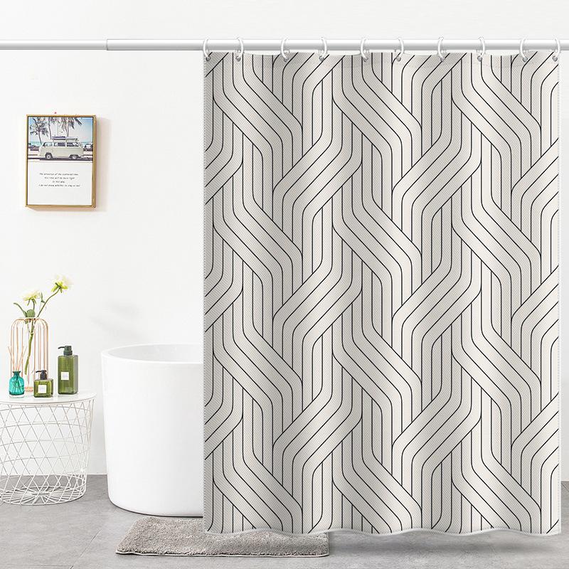 Bathroom Thickened Waterproof Curtain Mildew Proof Shower Curtain Shower Partition Curtain Shower Curtain Bathroom Curtain Free Perforation