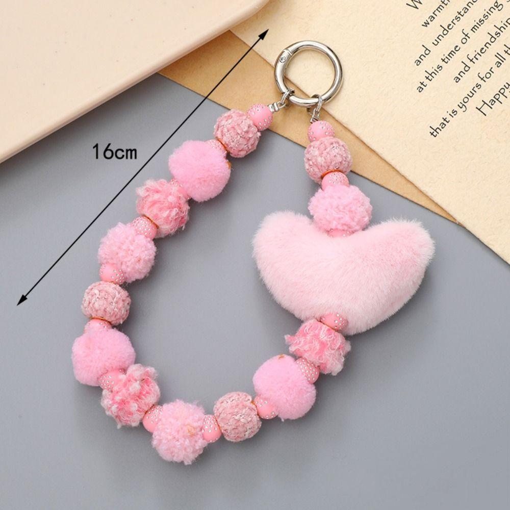 Soft Loveheart Beaded Keychain Colorful Loveheart Beaded Bracelet Female Lady Girl
