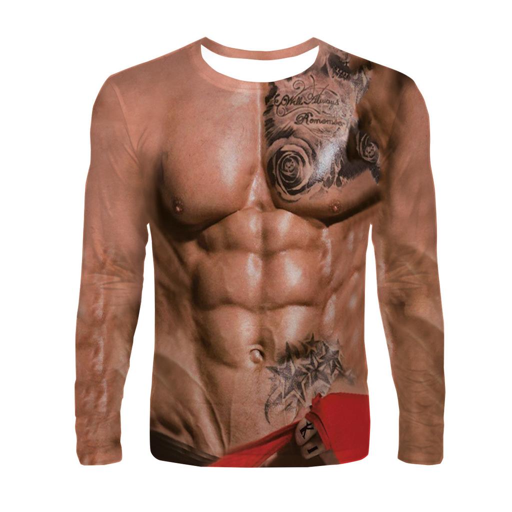 Поддельные мышцы Смешные 3D-принты Футболки Мужские и женские футболки с длинным рукавом Хип-хоп Уличная одежда Харадзюку Пуловеры Футболки Топы Детская одежда