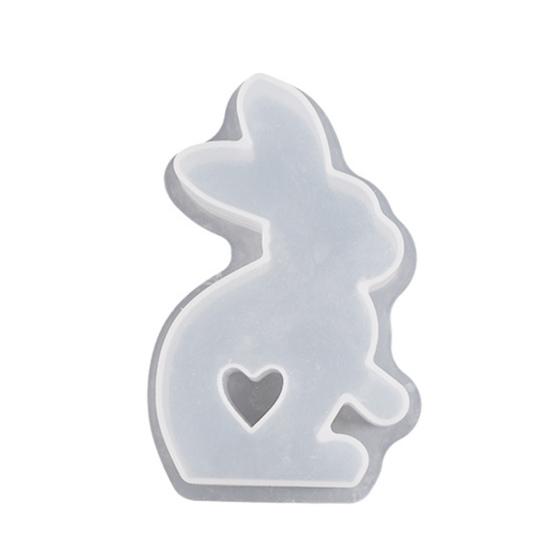 Easter Bunny Candle Silicone Mold Hollow Love Heart Non-stick DIY Homemade Aromatherapy Scented Candle Decoration Gypsum Epoxy Resin Casting Mould