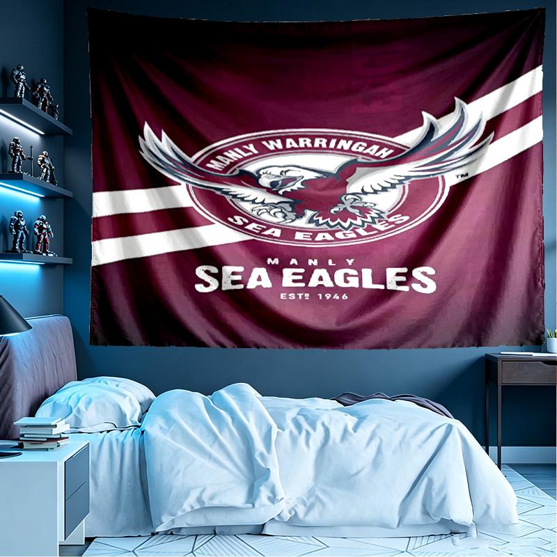 Manly Warringah Sea Eagles Print Tapestry, Lightweight Wall Hanging, for Bedroom, Dorm, Living Room, Home Art Decor, Birthday Christmas Gift for Frien