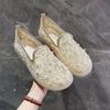Летний новый тренд женские одинарные туфли жемчужная сетка цветок удобная мягкая подошва женские