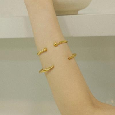 LAYERMOOD [СЕРДЦЕ] Золотой браслет с одной бусиной(925silver)