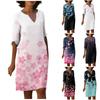 Women's Summer Casual Vintage Floral Leaf Print V-neck Half-sleeve Dress